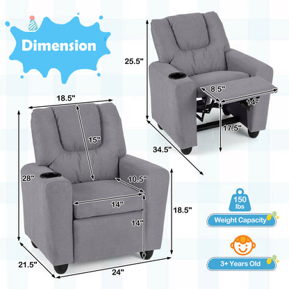 Kids Recliner Chair, Push Back, Toddler Armchair, Gray Kids Chairs & Seating at Gallery Canada