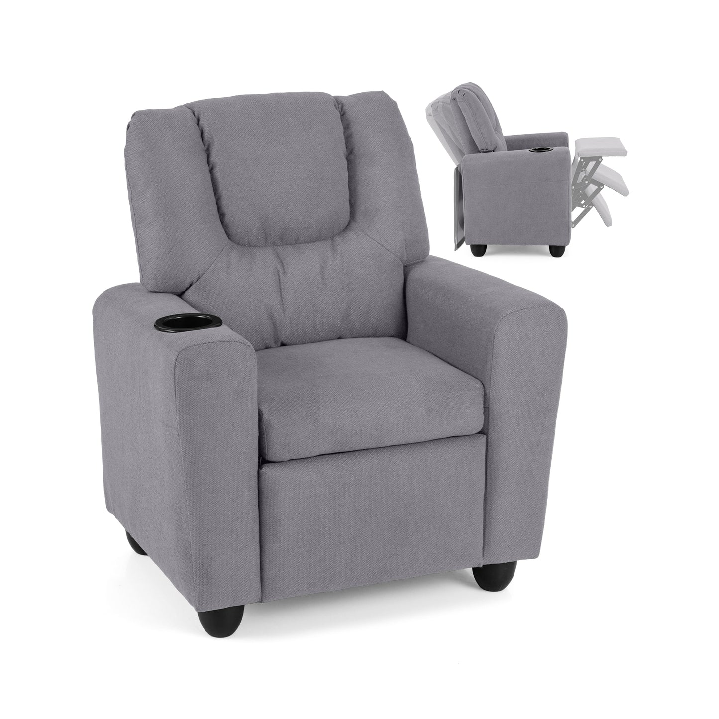 Kids Recliner Chair, Push Back, Toddler Armchair, Gray Kids Chairs & Seating at Gallery Canada