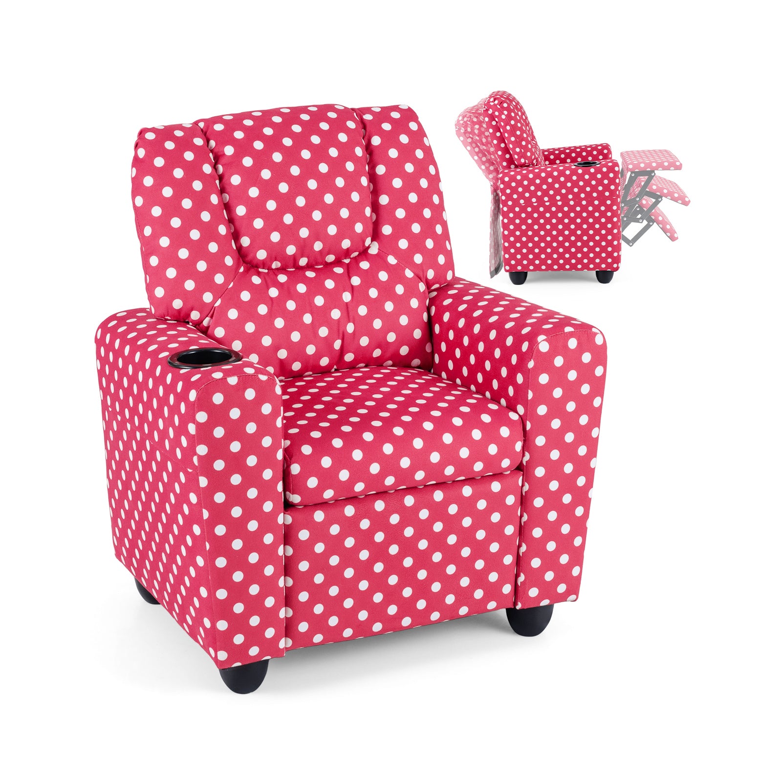 Kids Recliner Chair, Push Back Toddler Armchair With Cup Holder, Red Kids Chairs & Seating at Gallery Canada