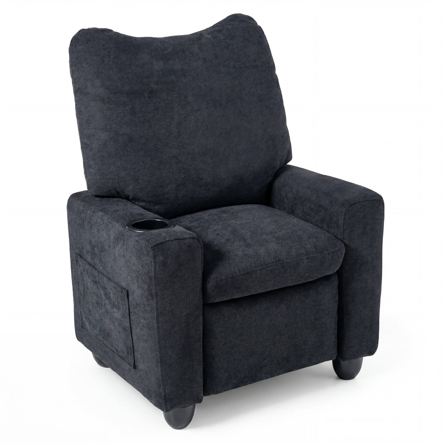 Kids Recliner Toddler Single Sofa with Adjustable Footrest and Cup Holder, Black Kids Chairs & Seating at Gallery Canada