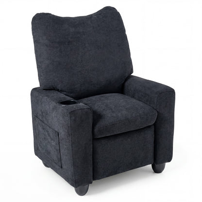 Kids Recliner Toddler Single Sofa with Adjustable Footrest and Cup Holder, Black Kids Chairs & Seating at Gallery Canada