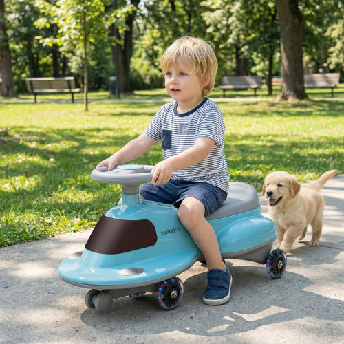 Kids Ride On Toy with Under-seat Storage and LED Flashing Wheels, Blue