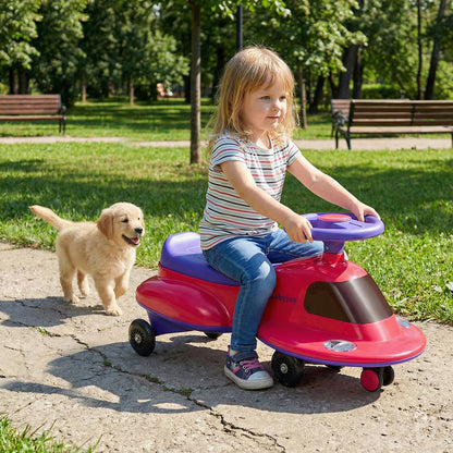 Kids Ride On Toy with Under-seat Storage and LED Flashing Wheels, Pink Push & Pedal Ride On Toys at Gallery Canada