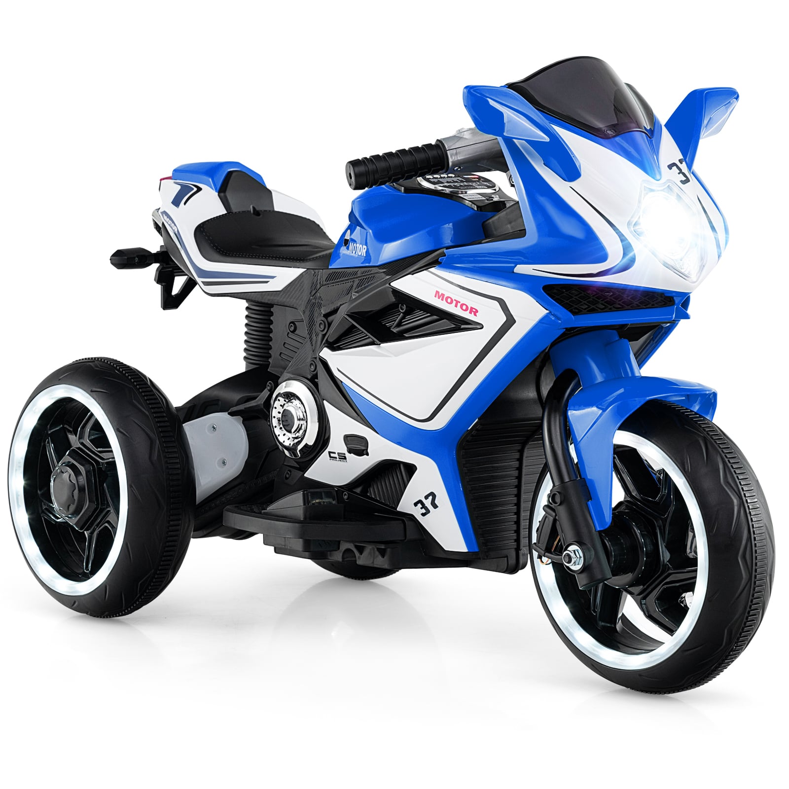 Kids Ride On Motorcycle, 6V Battery Powered, LED Lights, Navy Powered Ride On Toys at Gallery Canada