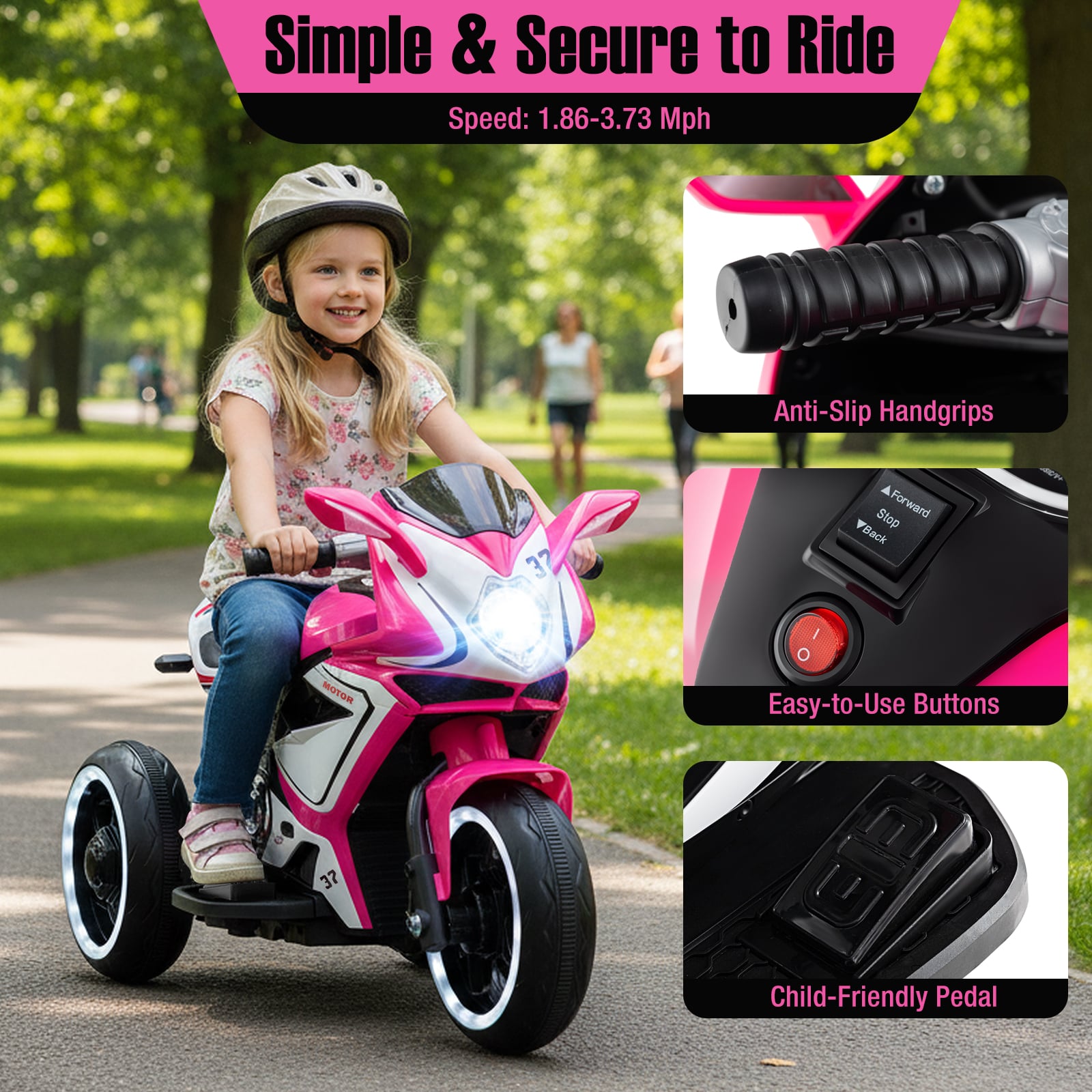 Kids Electric Motorcycle, 6V Battery Powered, Pink Powered Ride On Toys at Gallery Canada