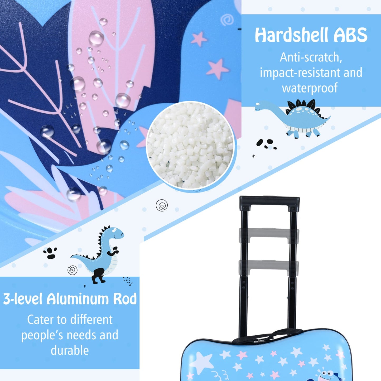 Ensemble valise à roulettes et sac à dos pour enfants, voyage, bleu