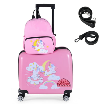 Kids Ride-on Suitcase & Backpack Set, Pink