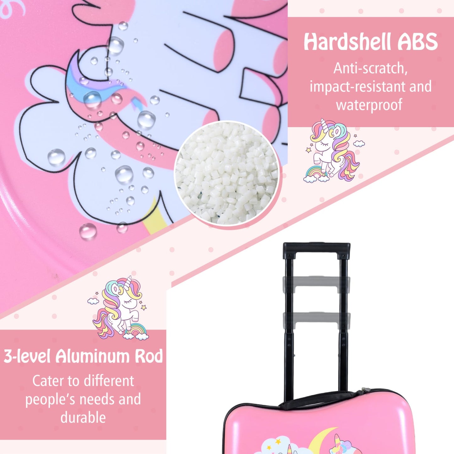 Kids Ride-on Suitcase & Backpack Set, Pink