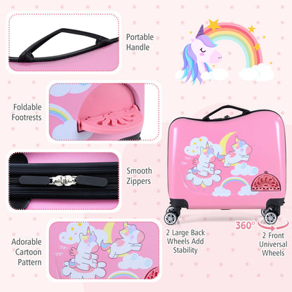 Kids Ride-on Suitcase & Backpack Set, Pink