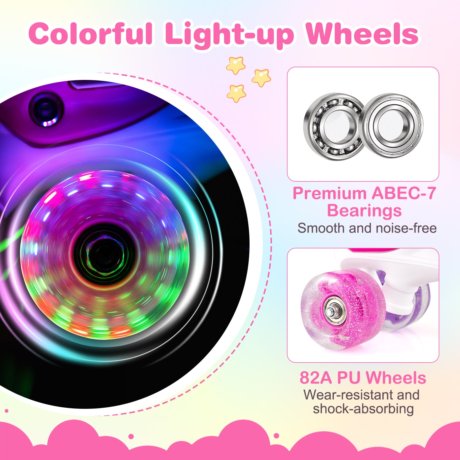 Kids Roller Skates 4 Sizes Adjustable Quad Skates with Light-up Wheels and Safety Protection, Rose Red Toy Sports at Gallery Canada