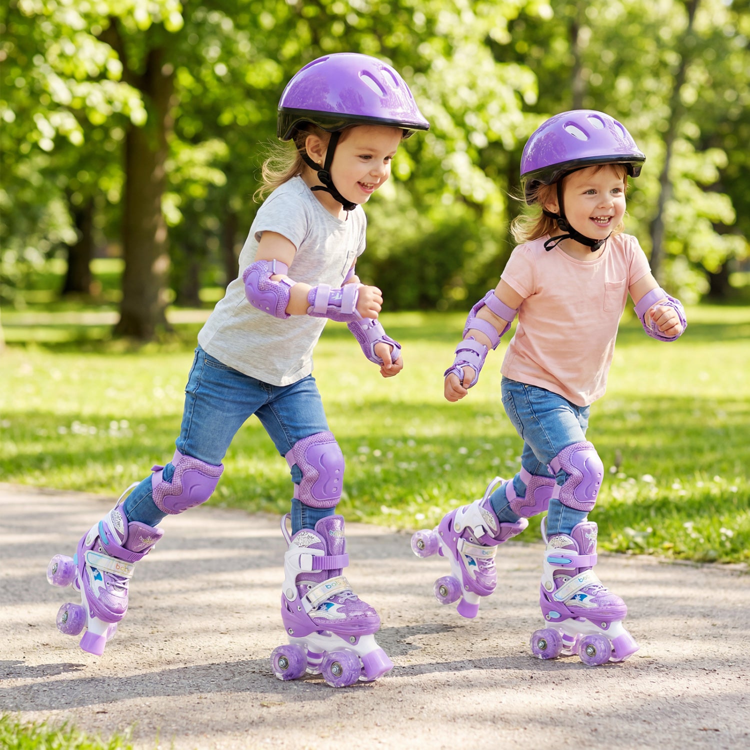 Kids Roller Skates 4 Sizes Adjustable with Light-up Wheels for Toddler Aged 3-4 (XS), Purple Toy Sports at Gallery Canada