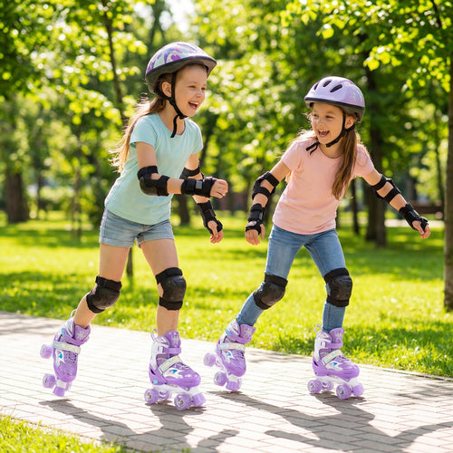 Kids Roller Skates, Light-Up Wheels, Safety Protection, Purple