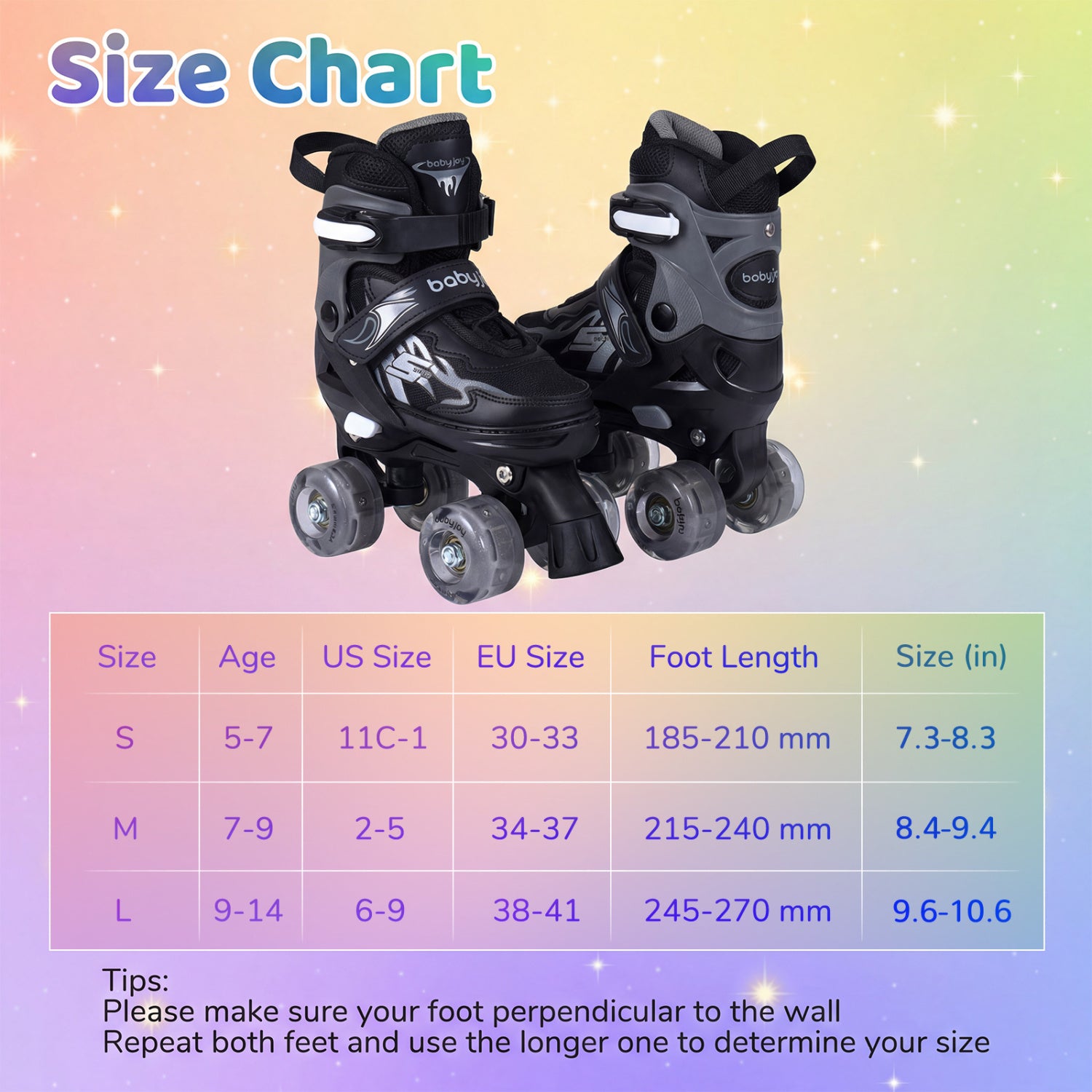 Kids Roller Skates, Adjustable Quad Skates With Light-Up Wheels, 4 Sizes, Black Toy Sports at Gallery Canada