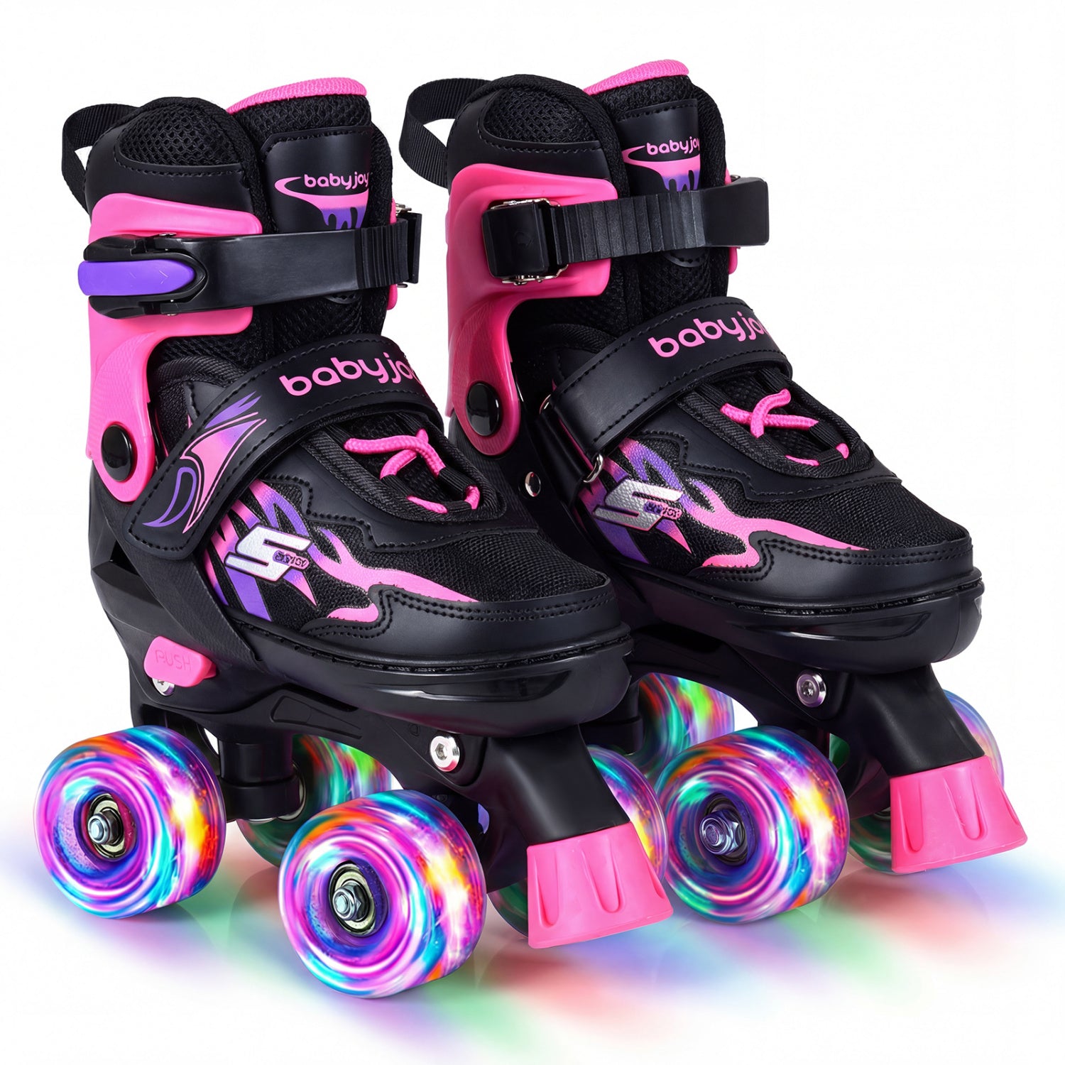 Kids Roller Skates, 4 Sizes Adjustable, Light-Up Wheels, Pink Toy Sports Pink at Gallery Canada