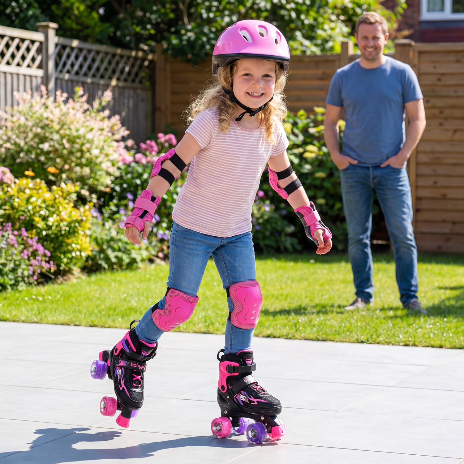 Kids Roller Skates, 4 Sizes Adjustable, Light-Up Wheels, Pink Toy Sports at Gallery Canada