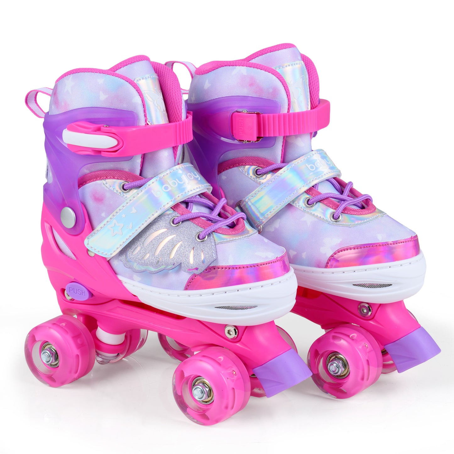 Kids Roller Skates, Ages 7-9, 4 Light Up Wheels, Pink Toy Sports Pink at Gallery Canada
