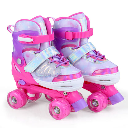 Kids Roller Skates, Ages 7-9, 4 Light Up Wheels, Pink Toy Sports Pink at Gallery Canada