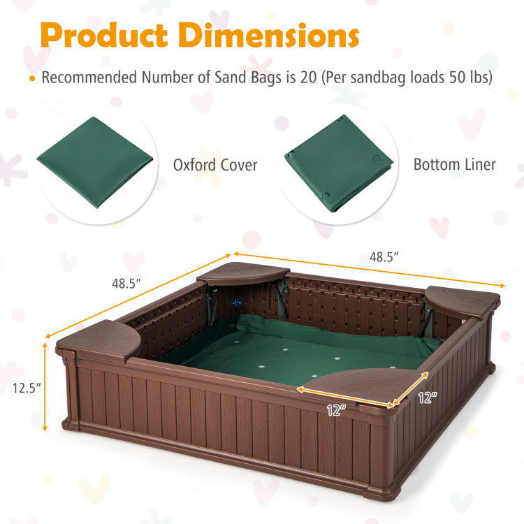 Kids Sandbox With Cover, Seats, 2 Adirondack Chairs, Brown Toddler & Kids Furniture at Gallery Canada