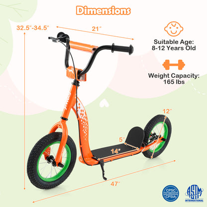 Kids Scooter, Adjustable Height, 12-Inch Wheels, Orange Scooters at Gallery Canada