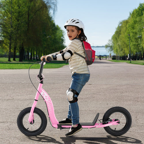 Kids Scooter, Adjustable Height, 12-Inch Wheels, Pink