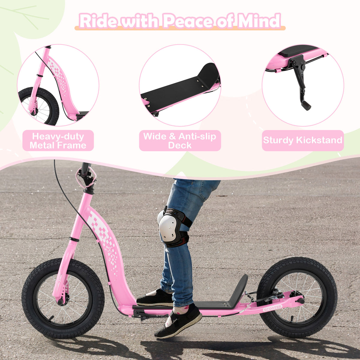 Kids Scooter, Adjustable Height, 12-Inch Wheels, Pink Scooters at Gallery Canada