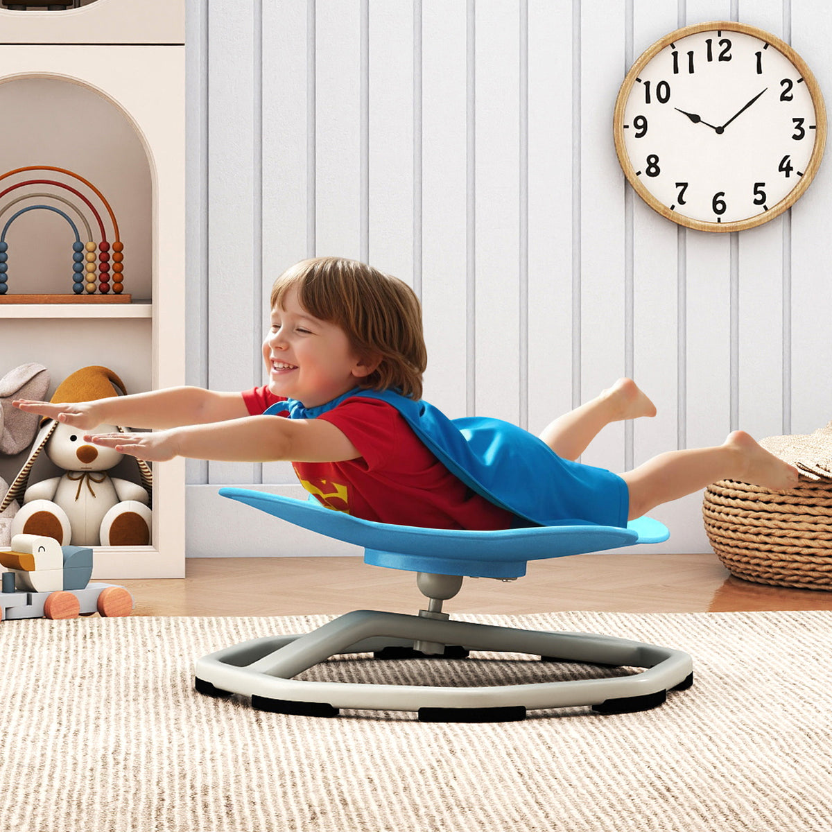 Kids Sensory Swivel Chair Elephant 360° Spinning Chair with Non-Slip Metal Base, Light Blue Kids Chairs & Seating at Gallery Canada