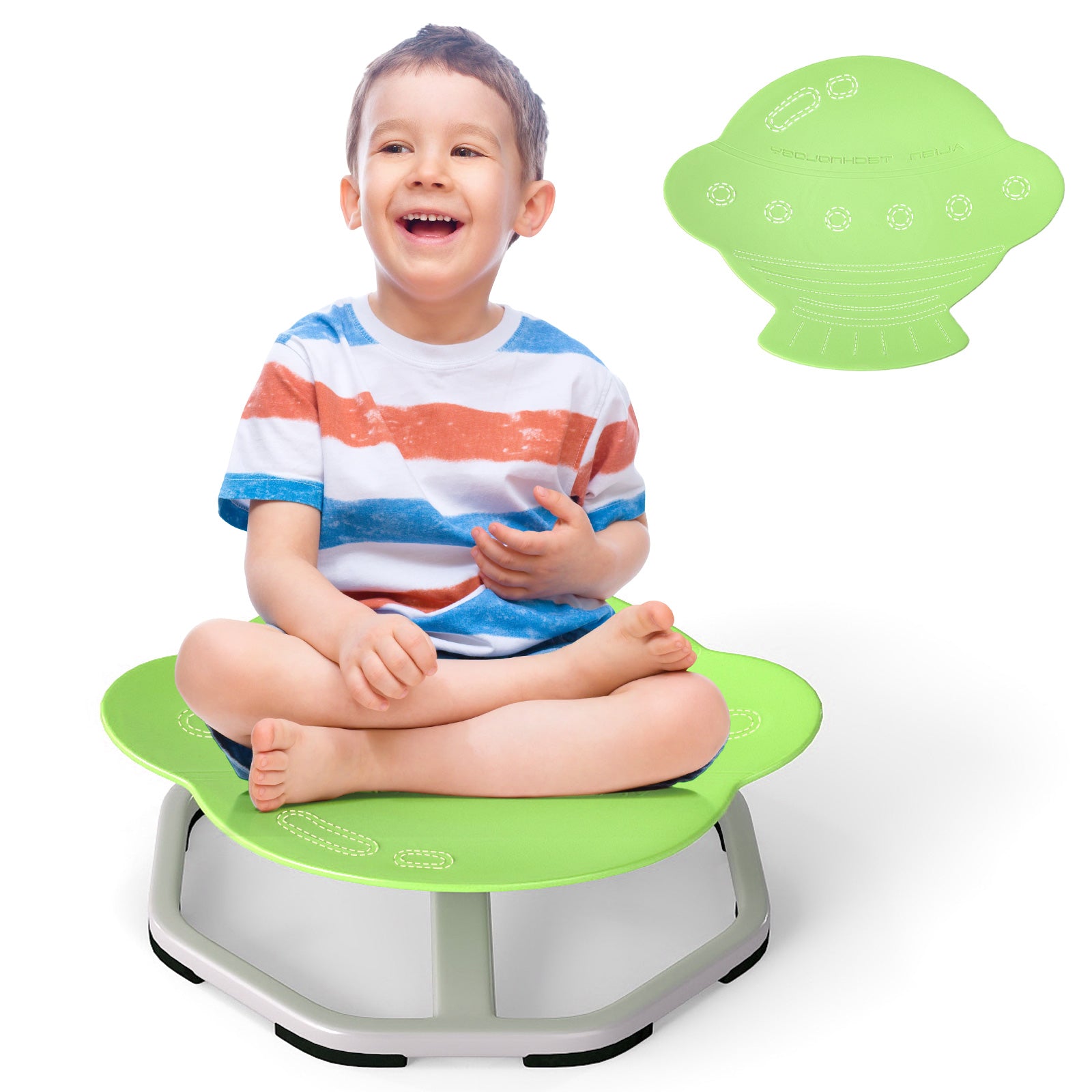 Kids Sensory Swivel Chair Elephant 360° Spinning Chair with Non-Slip Metal Base, Green Kids Chairs & Seating at Gallery Canada