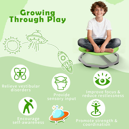 Kids Sensory Swivel Chair Elephant 360° Spinning Chair with Non-Slip Metal Base, Green Kids Chairs & Seating at Gallery Canada