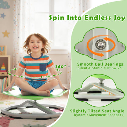 Kids Sensory Swivel Chair Elephant 360° Spinning Chair with Non-Slip Metal Base, Green Kids Chairs & Seating at Gallery Canada