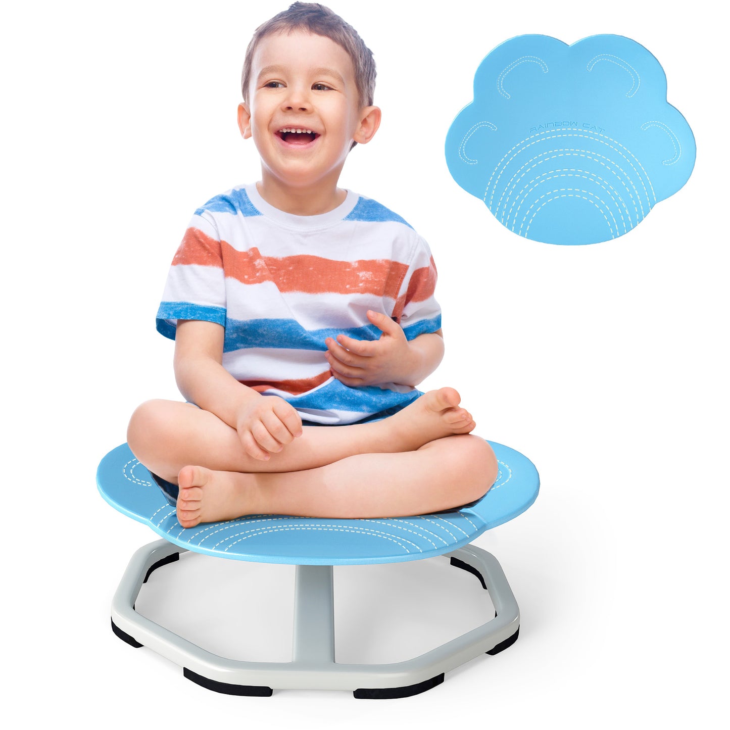 Kids Sensory Swivel Chair Cat Claw 360° Spinning Chair with Non-Slip Metal Base, Blue Kids Chairs & Seating at Gallery Canada