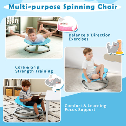 Kids Sensory Swivel Chair Cat Claw 360° Spinning Chair with Non-Slip Metal Base, Blue Kids Chairs & Seating at Gallery Canada