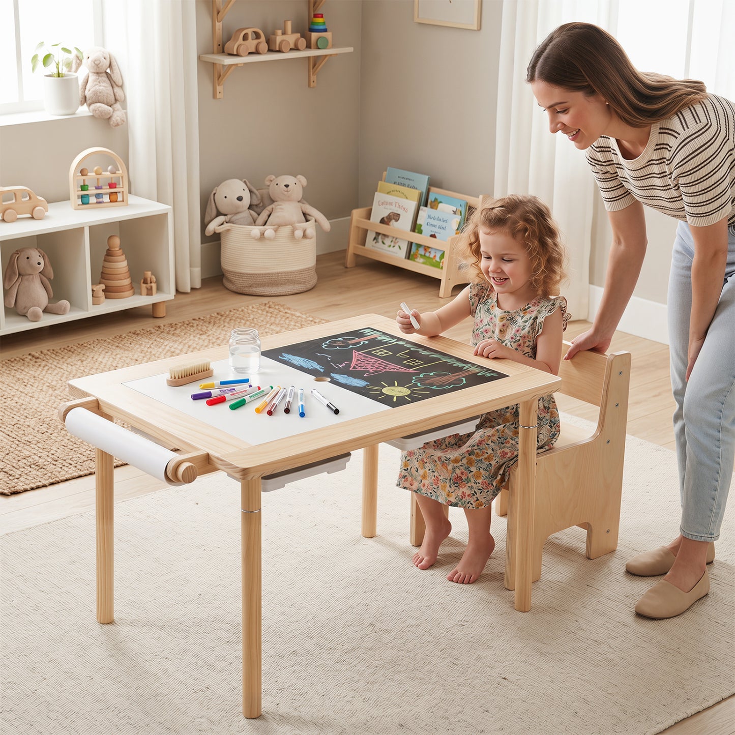 Kid's Sensory Table, Adjustable Height, Storage Bins, Natural Kids Table & Chair Sets at Gallery Canada