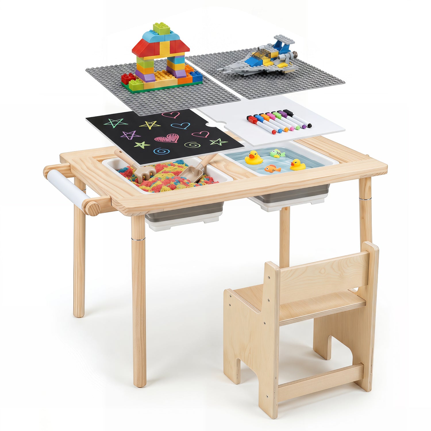 Kid's Sensory Table, Adjustable Height, Storage Bins, Natural Kids Table & Chair Sets at Gallery Canada