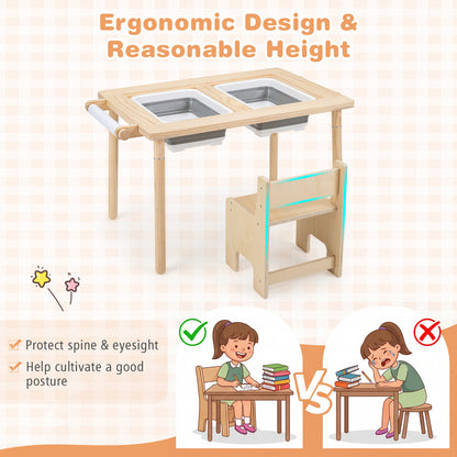 Kid's Sensory Table, Adjustable Height, Storage Bins, Natural Kids Table & Chair Sets at Gallery Canada