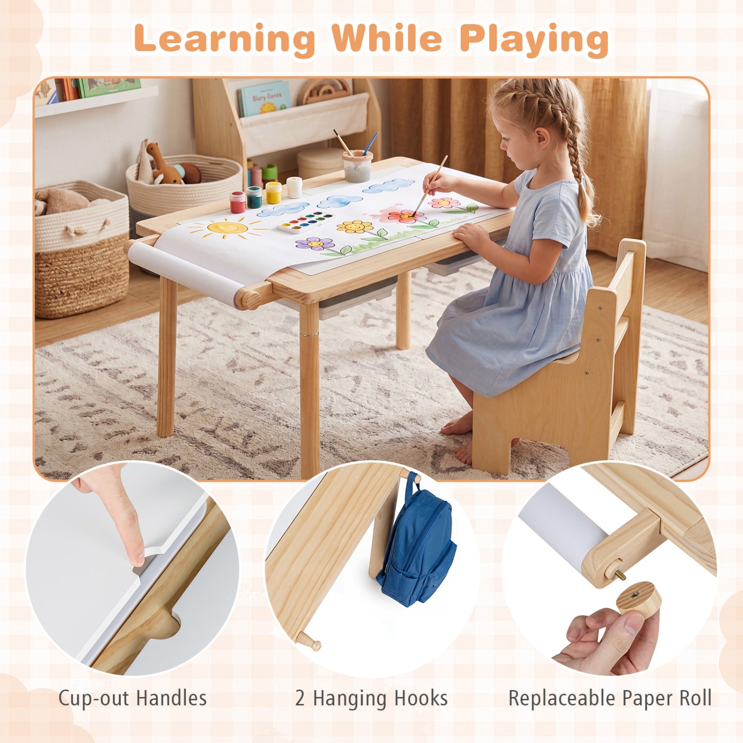Kid's Sensory Table, Adjustable Height, Storage Bins, Natural Kids Table & Chair Sets at Gallery Canada