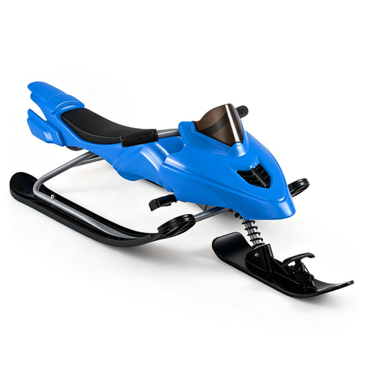 Kids Snow Racer Sled with Brakes, Tow Ropes, Steering Handle, Blue Winter Sports & Activities Blue at Gallery Canada