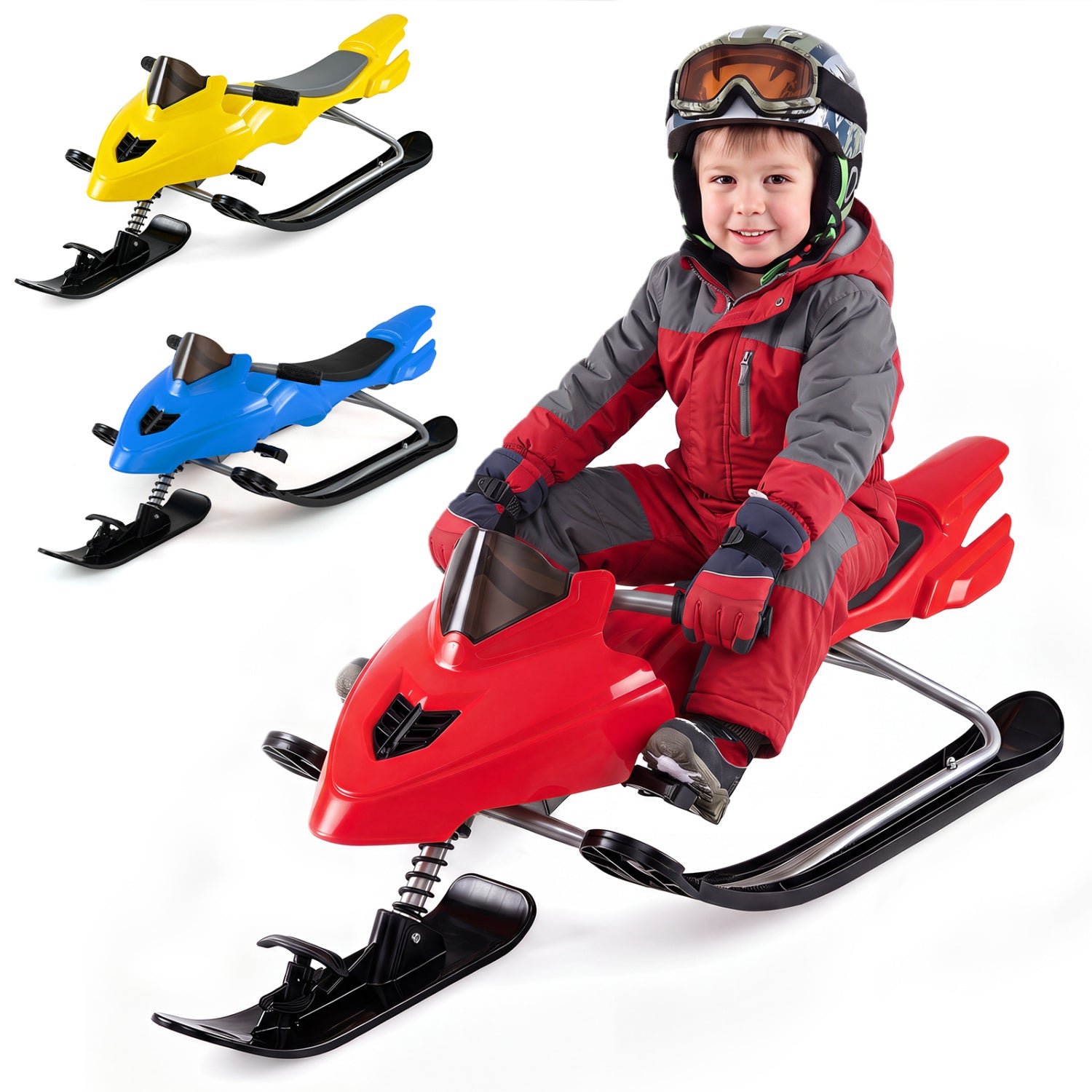 Kids Snow Racer Sled with Brakes, Red Winter Sports & Activities at Gallery Canada