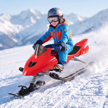 Kids Snow Racer Sled with Brakes, Red Winter Sports & Activities at Gallery Canada