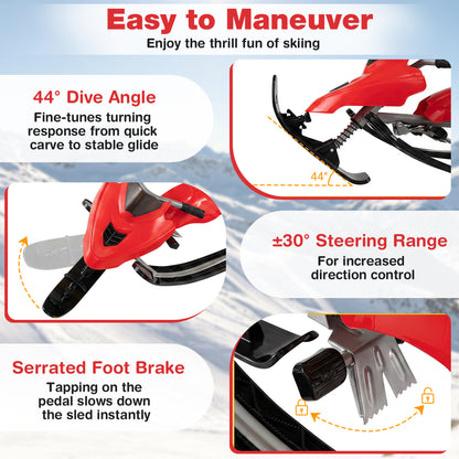 Kids Snow Racer Sled with Brakes, Red Winter Sports & Activities at Gallery Canada