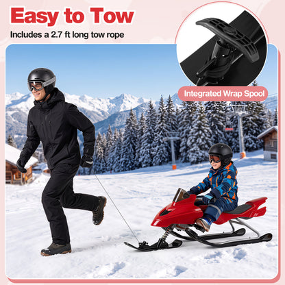 Kids Snow Racer Sled with Brakes, Red Winter Sports & Activities at Gallery Canada