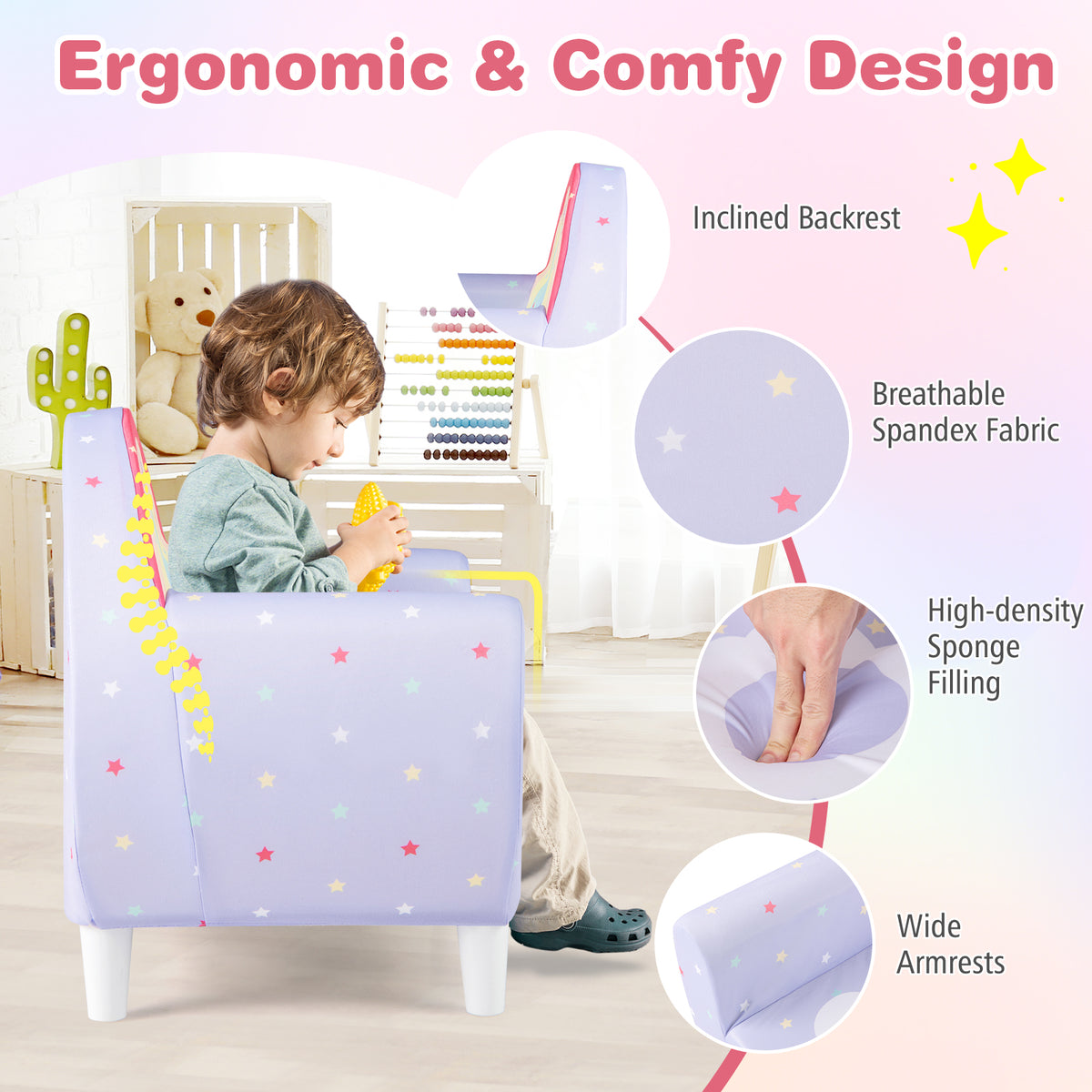 Kids Sofa, Breathable Spandex, High-Density Sponge, Purple Kids Chairs & Seating at Gallery Canada