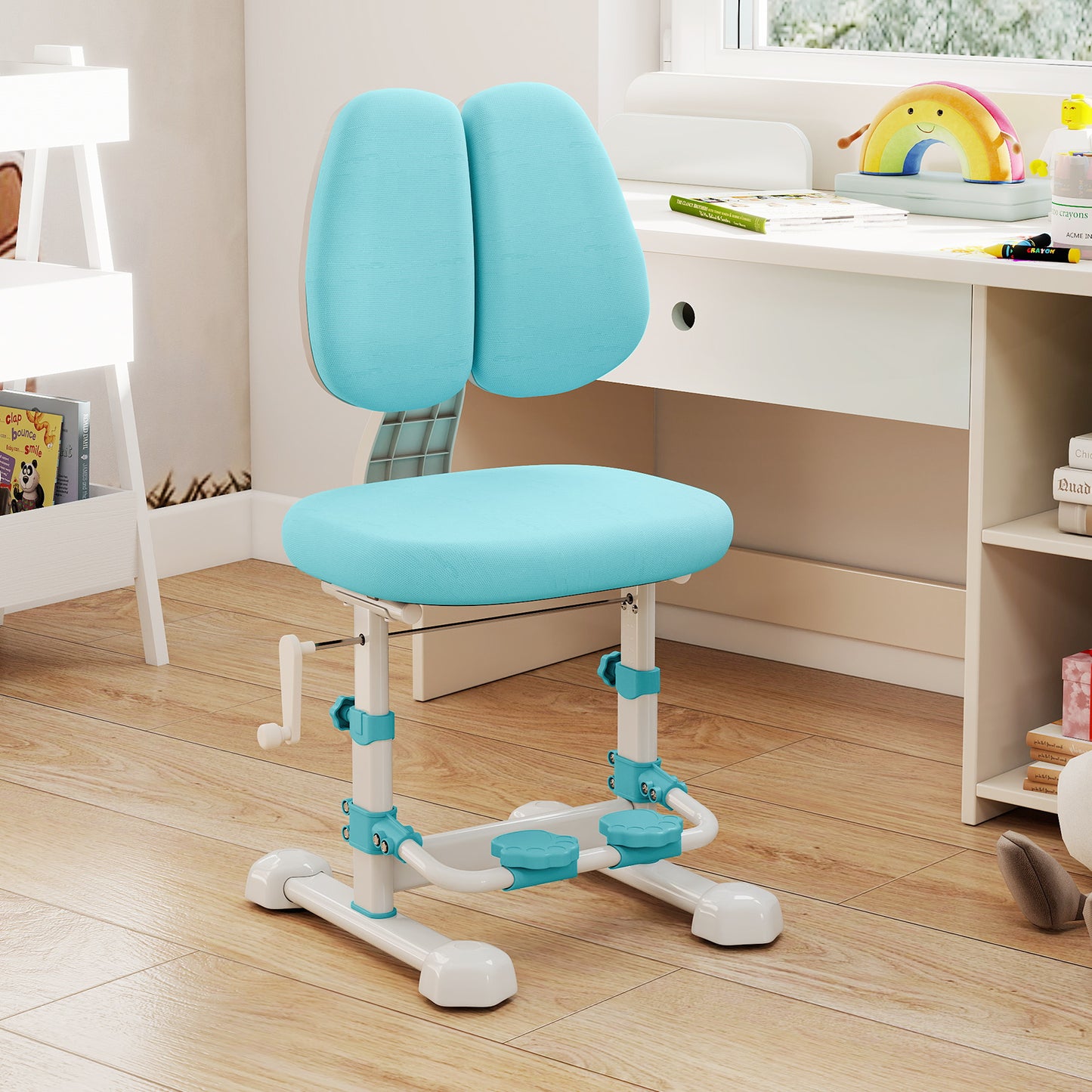 Kids Study Chair, Adjustable Double Backrest, Footrest, Blue Kids Chairs & Seating at Gallery Canada