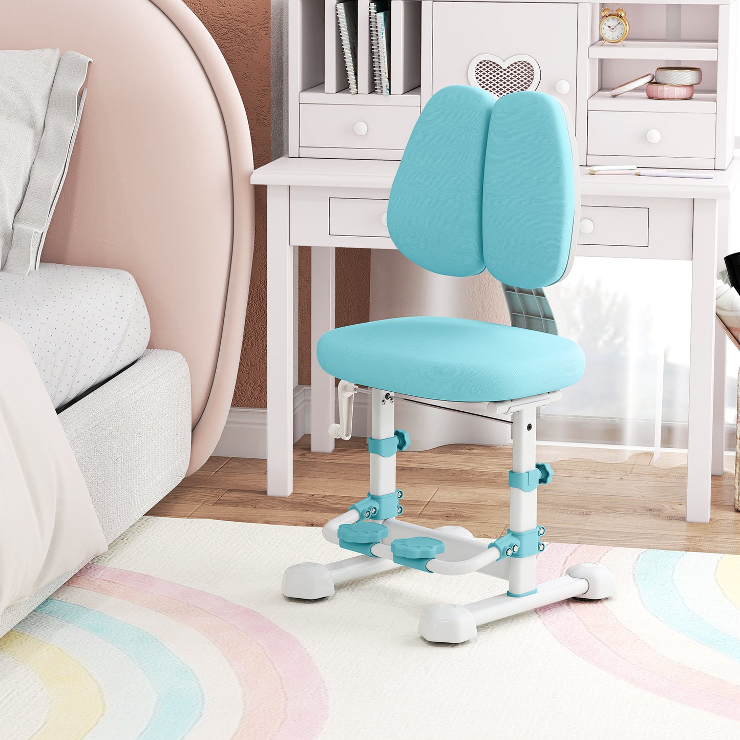 Kids Study Chair, Adjustable Double Backrest, Footrest, Blue Kids Chairs & Seating at Gallery Canada