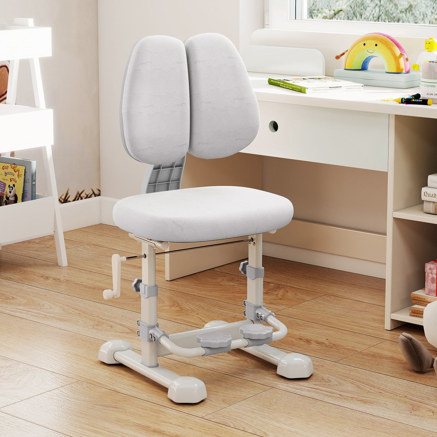 Kids Study Chair, Adjustable Double Backrest, Footrest, Gray Kids Chairs & Seating at Gallery Canada