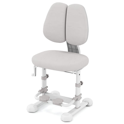 Kids Study Chair, Adjustable Double Backrest, Footrest, Gray Kids Chairs & Seating Gray at Gallery Canada