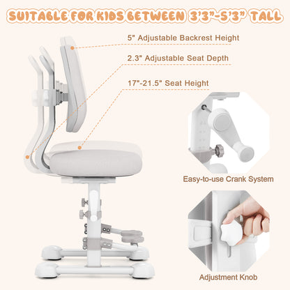 Kids Study Chair, Adjustable Double Backrest, Footrest, Gray Kids Chairs & Seating at Gallery Canada
