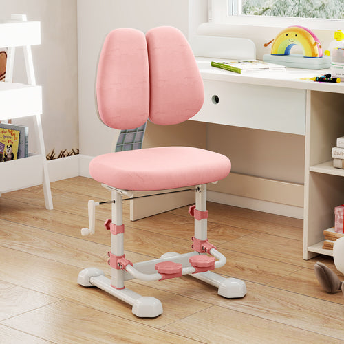 Kids Study Chair, Adjustable Double Backrest, Footrest, Pink