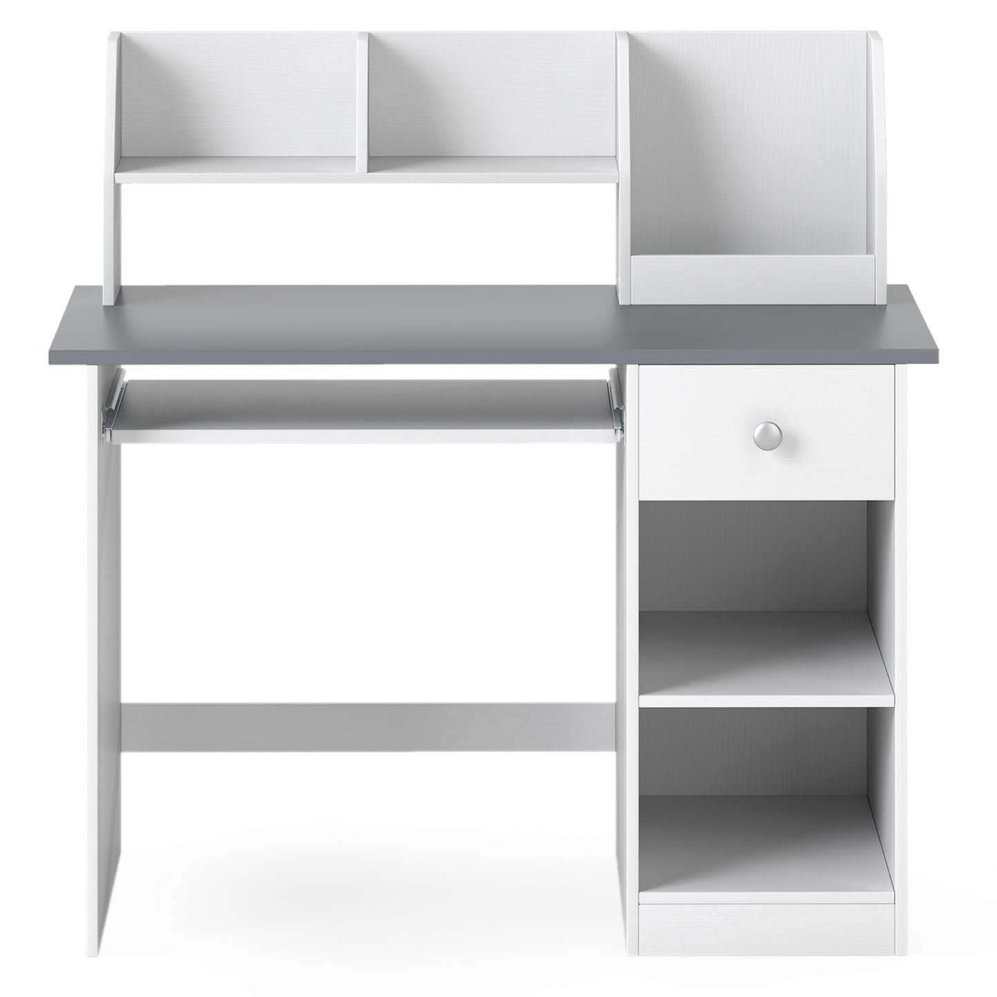 Kids Study Desk Children Writing Table with Hutch Drawer Shelves and Keyboard Tray, Light Gray Kids Table & Chair Sets at Gallery Canada