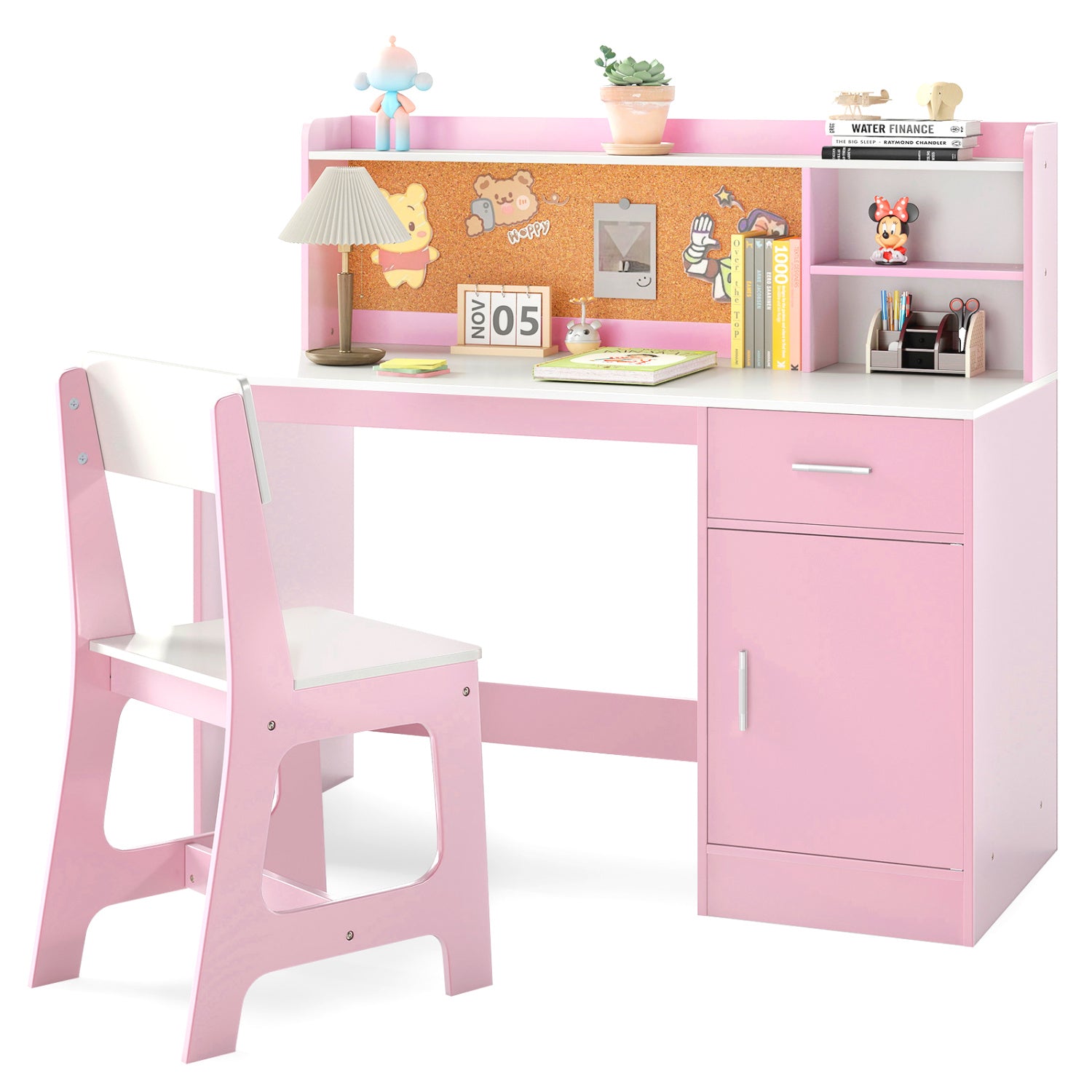 Kids Study Desk and Chair Set Student Table and Chair-White + Pink, White & Pink Kids Table & Chair Sets White & Pink at Gallery Canada