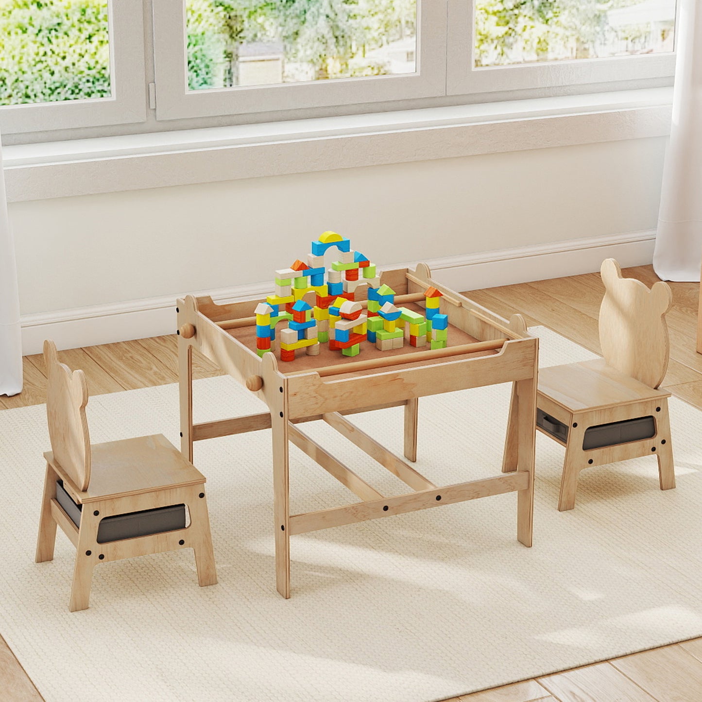 Kids Table And Chairs Set, Reversible Whiteboard, Panda-Shaped Kids Table & Chair Sets at Gallery Canada